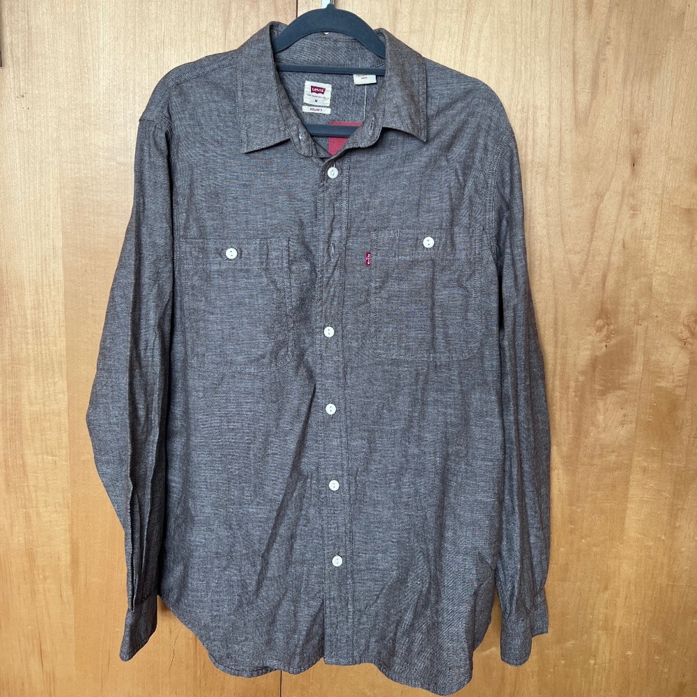 Levi’s Workwear Buttondown shirt grey brown men’s size medium